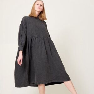 Ichi Antiquitès sumi ink dyed washi linen dress OS